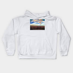 Fields Under a Swirling Sky Kids Hoodie